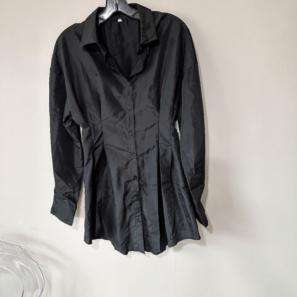 Brand New Black Pleated Corset Style Shirt Dress Size S - Picture 4 of 10